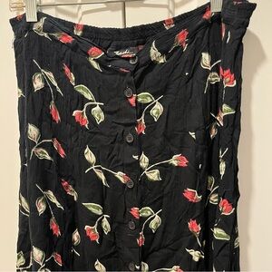 Black Skirt with Floral Accents